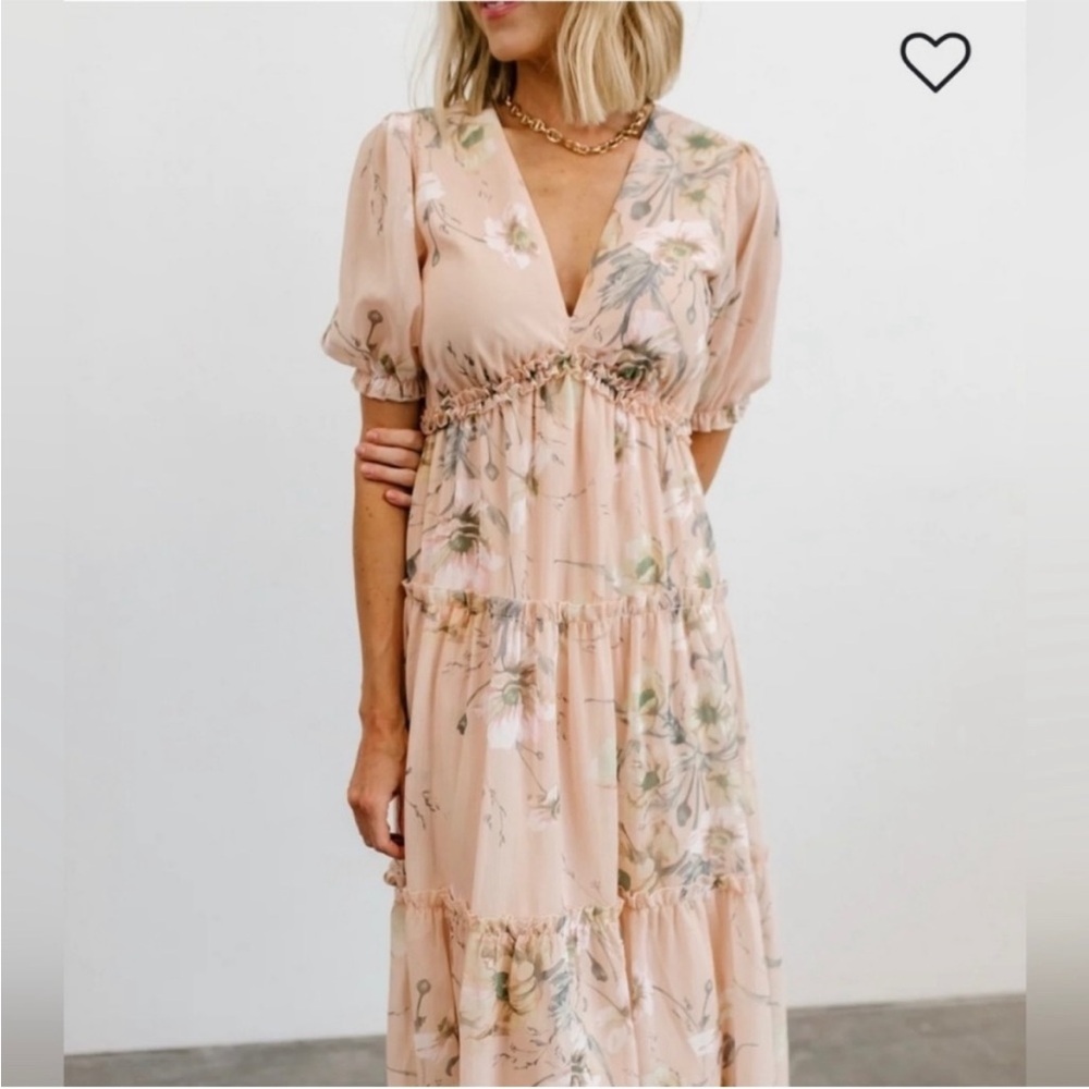 Floral V-Neck Maxi Dress in Cream